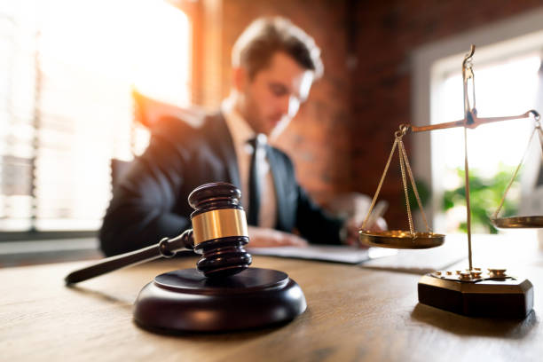 Lawyer or attorney working in office