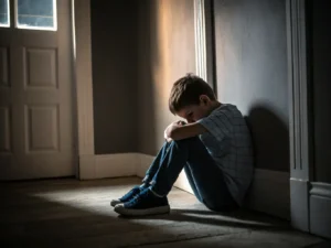 Child crying in hallway needing emergency custody order for safety